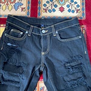 LF CARMAR JEANS BLACK RIPPED SIZE 25 low rise